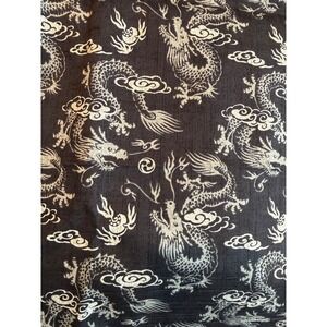 Japanese Dragon Cloud Print Fabric Black White Traditional Silk and Cotton